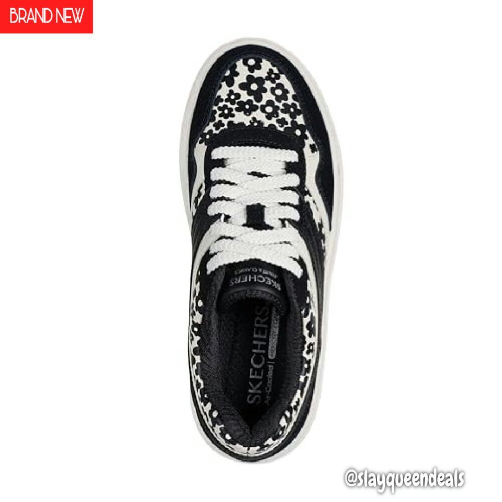 Skechers Women's Black and White Floral Platform Sneakers - Picture 4 of 6